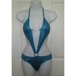 Turquoise Blue Metallic O-Ring 1 Pc Monokini - NEW